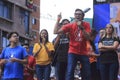 Members of the Venezuela Student Movement take part in a rally aimed to get humanitarian aid into the country Royalty Free Stock Photo