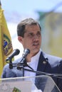 Opposition leader Juan Guaido Venezuela interim president singing the national anthem