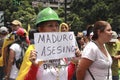 Anti Nicolas Maduro protesters marching in a massive demonstration against the dictatorshi