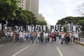 Anti Nicolas Maduro protesters marching in a massive demonstration against the dictatorshi