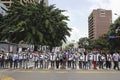 Anti Nicolas Maduro protesters marching in a massive demonstration against the dictatorshi