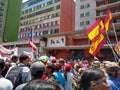 Supporters of Nicolas Maduro march in Caracas to commemorate the first anniversary of reelection