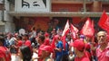 Supporters of Nicolas Maduro march in Caracas to commemorate the first anniversary of reelection