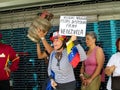 Caracas, Venezuela.Protest of citizens of Caracas for inefficiency in the domestic gas service at the gates of PDVSA GAS