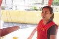 Caracas Venezuela 21/01/2012.Woman smilling sells fruits and vegetables in Street market in Guanabano Bridge in La Baralt Aveneu