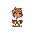 Caracter gamer logo, stick vector illustration of color design