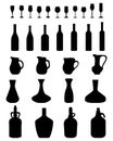 Carafe, bottles and glasses