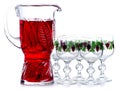 A carafe of homemade wine with glasses Royalty Free Stock Photo