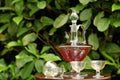 Carafe with liquor and glasses