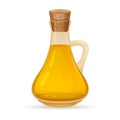 Carafe with oil, isolated on white background. Glass jug with oil. Vector illustration.
