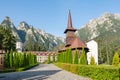 Caraiman monastery with Bucegi mountains in the background