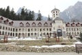 Caraiman monastery from Busteni Romania yard view