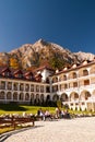 Caraiman monastery from Busteni Romania yard view