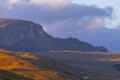 Caraiman Mountain Cross sunset, in Bucegi Mountains, Romania Royalty Free Stock Photo