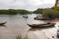 Small wooden boats used to ferry people arcos the rio caraiva