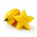 Yellow Star Fruit On White Background: A Pontormo-inspired Seapunk Art Royalty Free Stock Photo