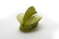 Carambola or star fruit laying with reflection on a desk Royalty Free Stock Photo