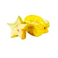 Yellow tropical fruit carambola, drawn in triangulation style on a white background. Design for decor, still life Royalty Free Stock Photo