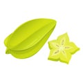 Carambola whole and slice vector flat vector illustration