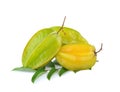 Carambole , star fruit on white background