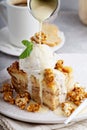 Caramel apple bread pudding with ice cream