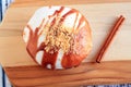 Caramel Apple doughnut and coffee Royalty Free Stock Photo