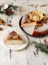 caramel cake in a Christmas atmosphere