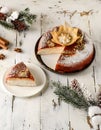 caramel cake in a Christmas atmosphere