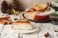 caramel cake in a Christmas atmosphere