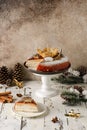 caramel cake in a Christmas atmosphere