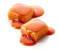 Caramel candies and sauce Royalty Free Stock Photo