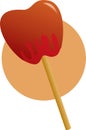 Caramel candy apple in a stick illustration