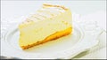 Caramel cheesecake on a retro plate. Use a gold fork and knife. Slider and macro