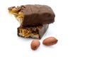 Caramel chocolate bar with peanuts