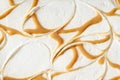 Caramel and cream decorations at festive cake. Royalty Free Stock Photo