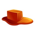 Caramel cube melting on white background Royalty Free Stock Photo
