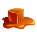 Caramel cube melting on a white background Royalty Free Stock Photo