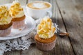 Caramel cupcakes with buttercream frosting Royalty Free Stock Photo