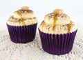 Caramel cupcakes in purple foil