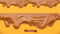 Caramel flows. Peanut butter. Chocolate spread. Seamless pattern. 3d vector