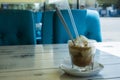 caramel frappe coffee in the cafe Royalty Free Stock Photo