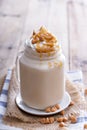 Caramel frappuccino with syrup Royalty Free Stock Photo