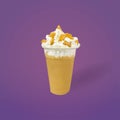 Caramel Frozen Milk with Whipped Cream