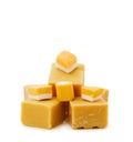 Caramel fudge and vanilla candy on white Royalty Free Stock Photo