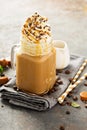 Caramel iced latte with whipped cream