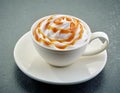 Caramel latte coffee with whipped cream Royalty Free Stock Photo