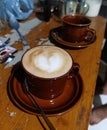 Caramel latte on mess kitchen, beautifull?