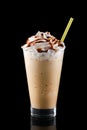 Caramel milkshake isolated on black Royalty Free Stock Photo