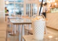 caramel milkshake on the table Royalty Free Stock Photo