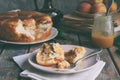 Caramel monkey bread. Apple pie with brown sugar and cinnamon on a wooden background. Autumn baking. Homemade sweets. Rustic style Royalty Free Stock Photo